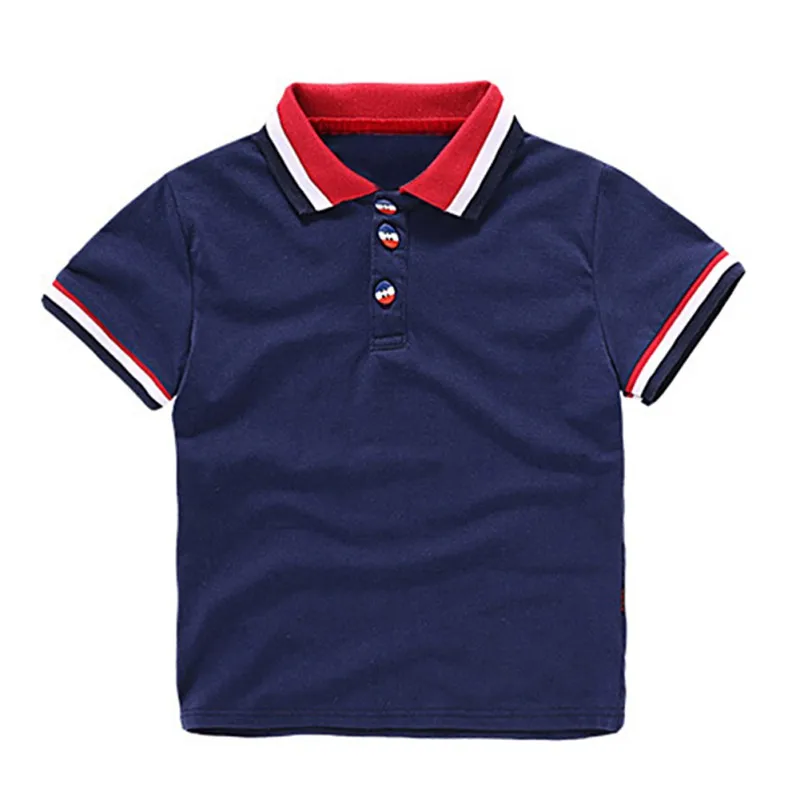 

Summer Toddler Boy Turn-down Collar Cotton Children Short Sleeve Casual T-shirt Tops Outerwearest