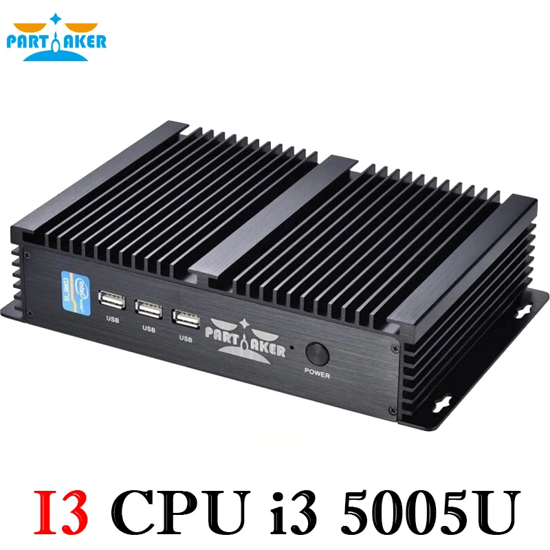 Partaker I3 Mini Computer Fanless Mini PC Windows 10 Core i3 7167U i5 4200U 2 * RS232 PC industriale PC robusto