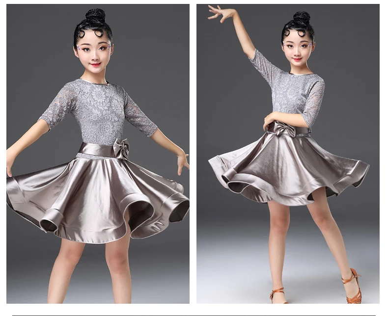Пикантные для Бальных и латиноамериканских танцев платья для женщин ча Румба Самба кружево одежда с длинным рукавом Детские юбки Практика