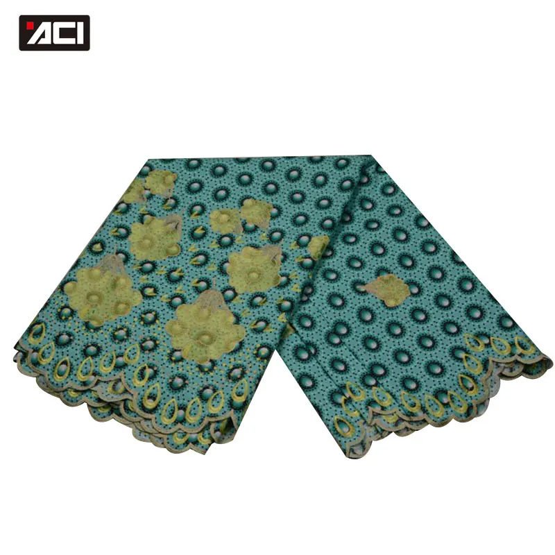 

ACI 6 Yards African Wax Lace Fabric High Quality Polyester Ankara Veritable Wax Hollandais Tissu Africain Super Hollandais Wax