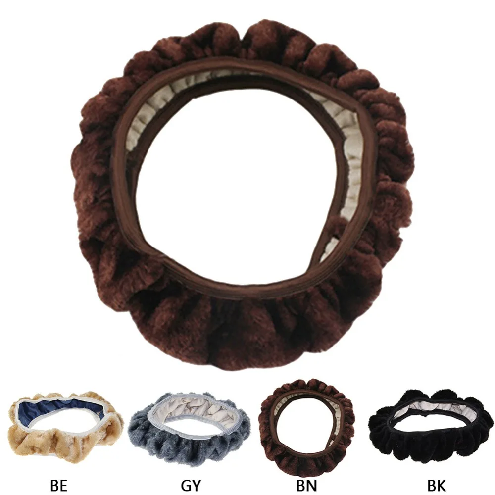 

Soft Warm Plush Winter Car Steering Wheel Cover Elastic Auto Supplies Plush Cars Accessories Universal Steering Wheel Cover