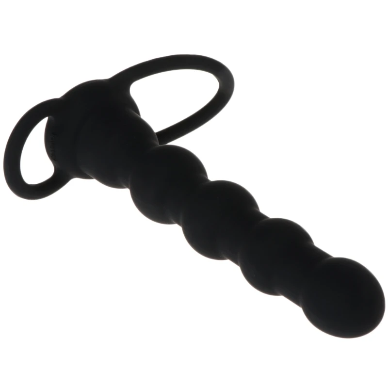 Vibrating Double Penetration Strap on Anal Beads font b Dildos b font Silicone Penis Anal Plug