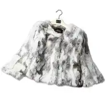 Настоящее кроличье меховое зимнее женское короткое меховое пальто размера плюс, теплое пальто, женская верхняя одежда с круглым вырезом, новая мода