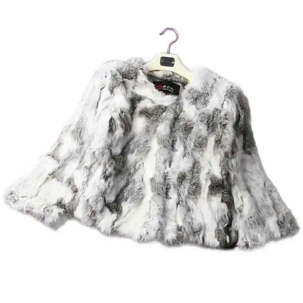 

Real Rabbit Fur Winter Women Short Fur Coat Plus Size Jacket Warm Coat Female Round Neck Outerwear 2017 New Fashion