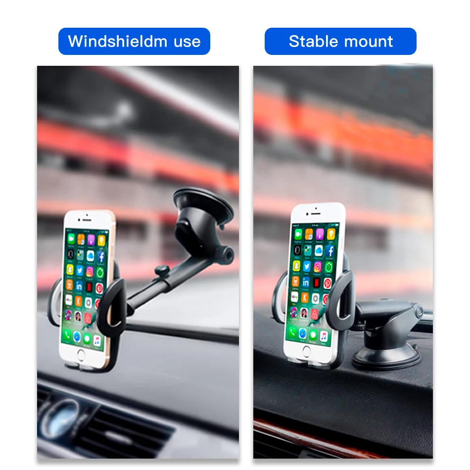 !ACCEZZ Adjustable Car Phone Holder Support Bracket Universal 4.0-6.0 inch Phone 360 Degree Rotating Glass Center Control Stand (2)