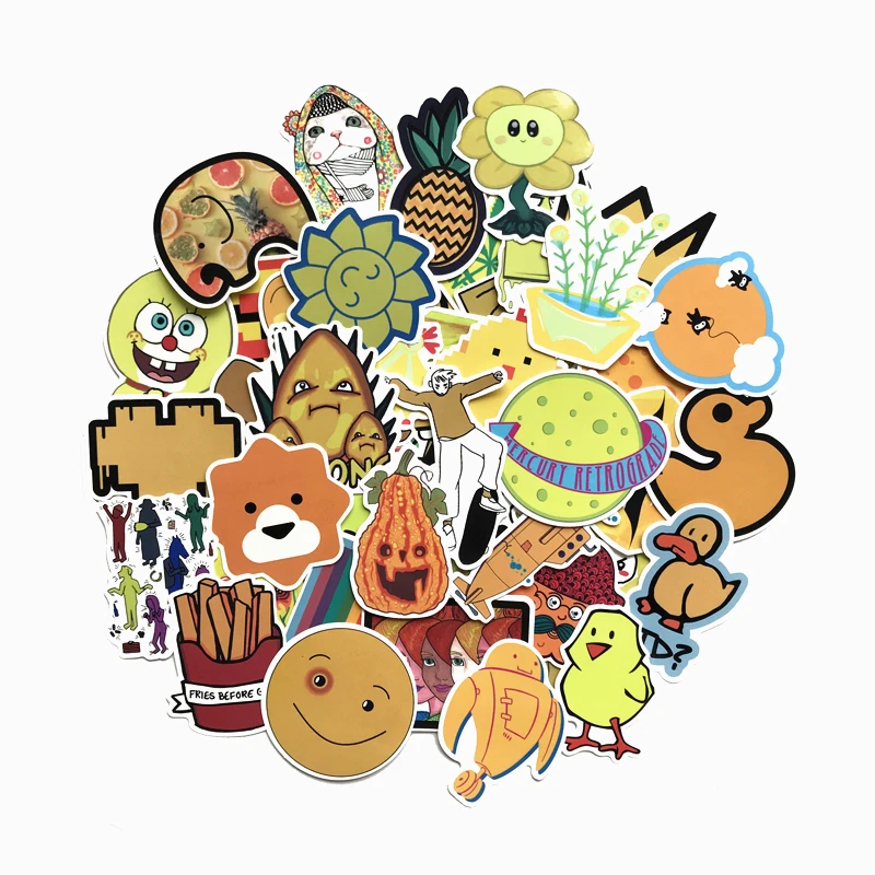 

TD ZW 70Pcs/lot Yellow Cartoon Animal Stickers For Snowboard Laptop Luggage Car Fridge DIY Styling Vinyl Home Decor Pegatina