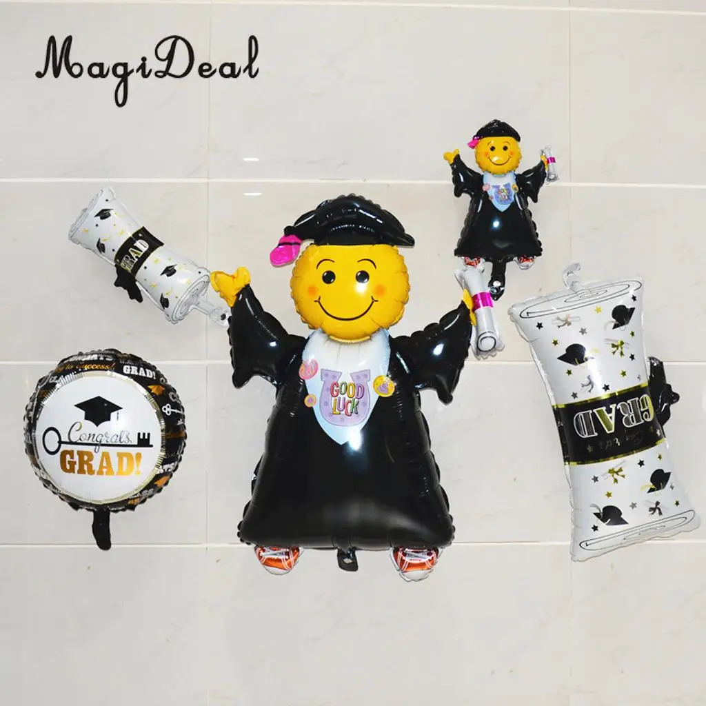 10pcs/Set Congrats Grad Cap Foil Balloon Graduation Celebration Party Decorations 18 Inch Photo Prop