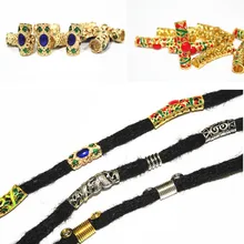 5 шт./партия ретро сплав Дракон волос Плетение из бисера Красный Сапфир инкрустация дредлок бусины-трубки кольцо Cilp манжеты для плетения