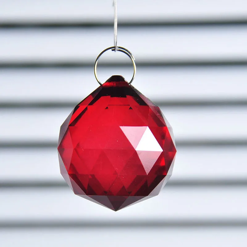 Red 40mm Faceted  K9 Crystal Ball Prisms Glass Chandelier Crystal Parts Hanging Lighting Ball Suncatcher Wedding Home Decortion (2)