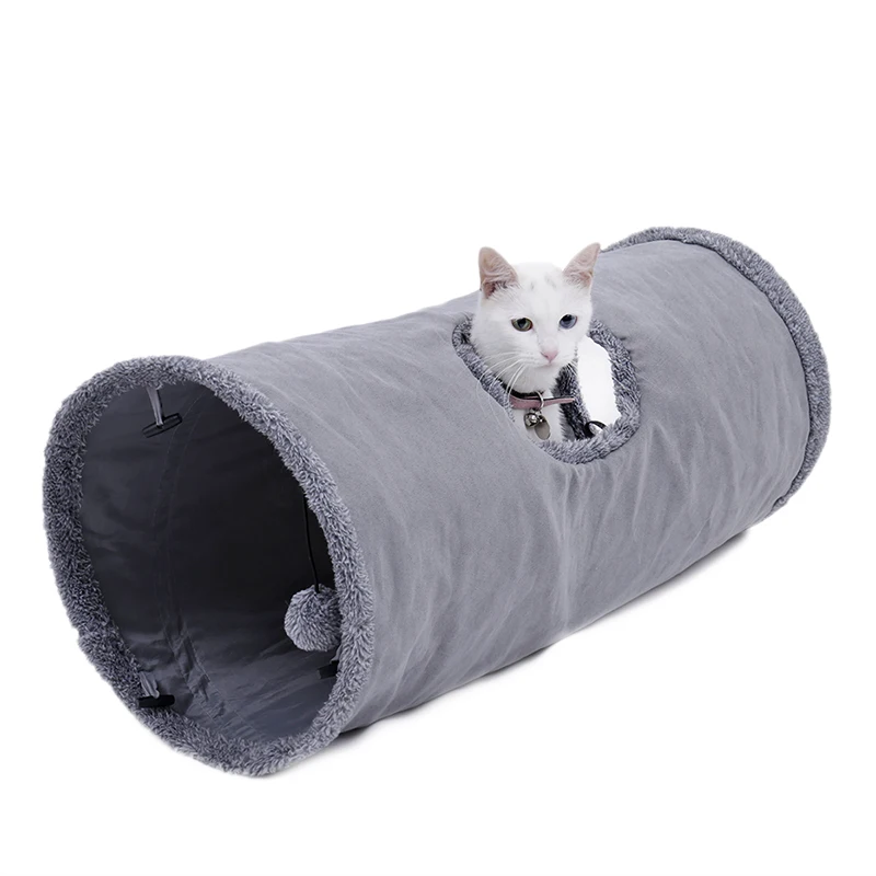 Игрушка для кошек серый складной легкий туннель для кошек с шариком питомец котенок на открытом воздухе интерьерная игрушка диаметр 30 см 2 размера доступный питомец