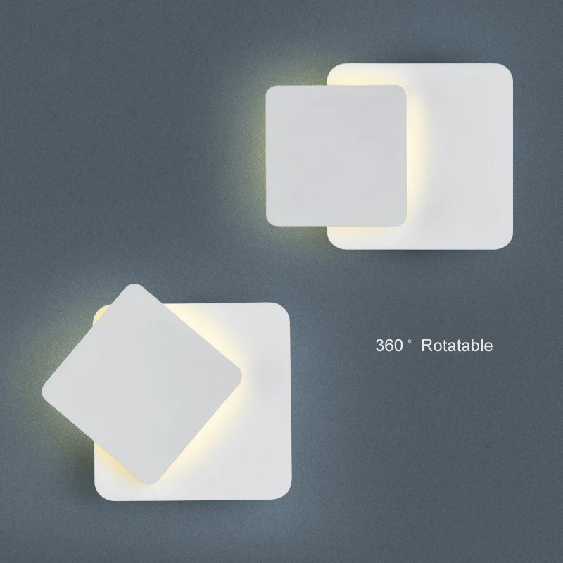  Wall lamps for bedroom living room square white black body AC90-260V indoor Led wall lamp rotating  - 32874303833