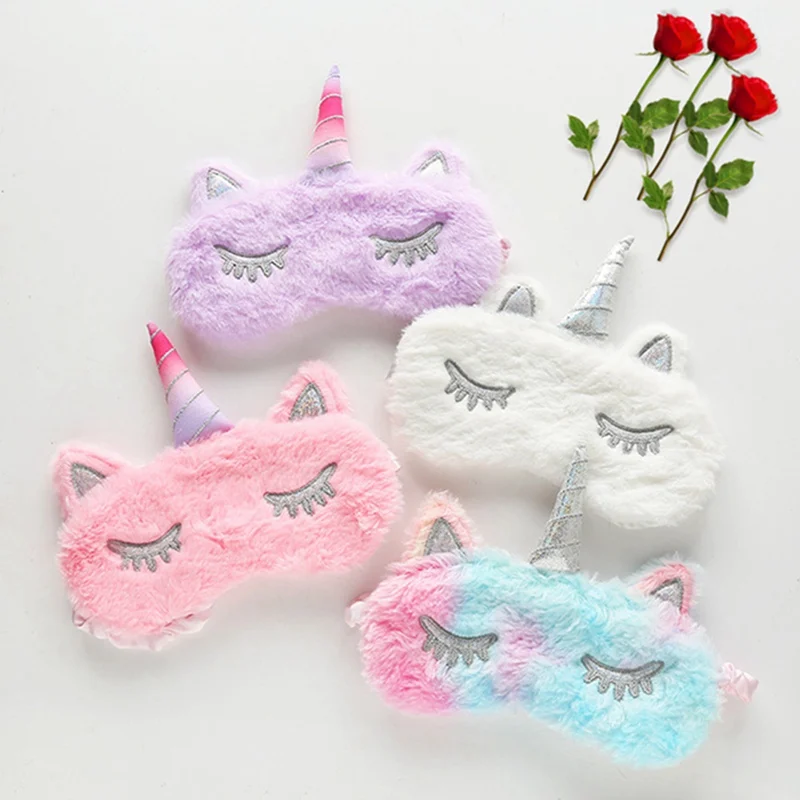 

New Cute Unicorn Sleep Eye Mask Cartoon Cute Plush Blackout Goggles Eyeshade Party Favors