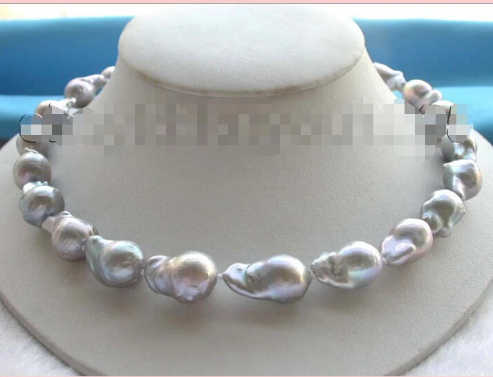 

FREE shipping>18" Genuine Natural 25mm Gray Reborn Keshi Pearl Necklace ! 6.07