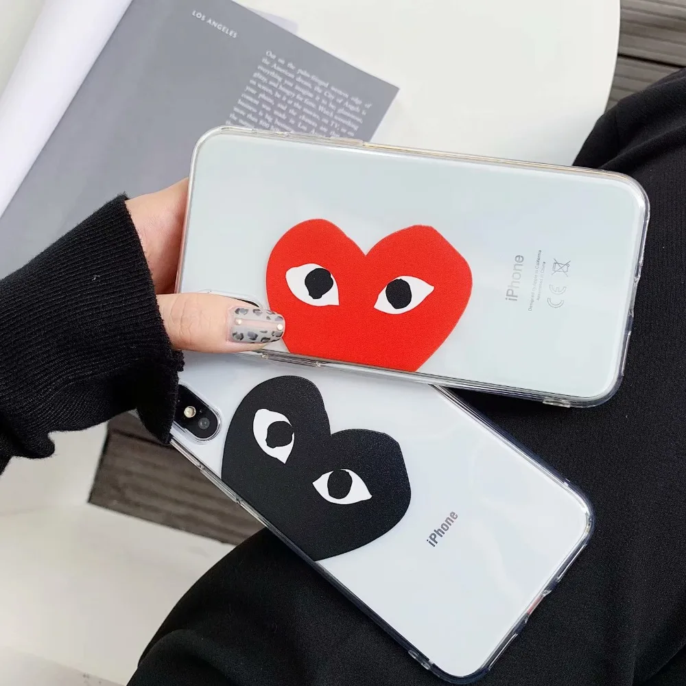 

Comme des Garcons Case For iPhone Xs Max Xr X 8 7 6 6s Plus Cute Love Heart CDG Play Ultra Thin Soft Transparent TPU Cover Coque