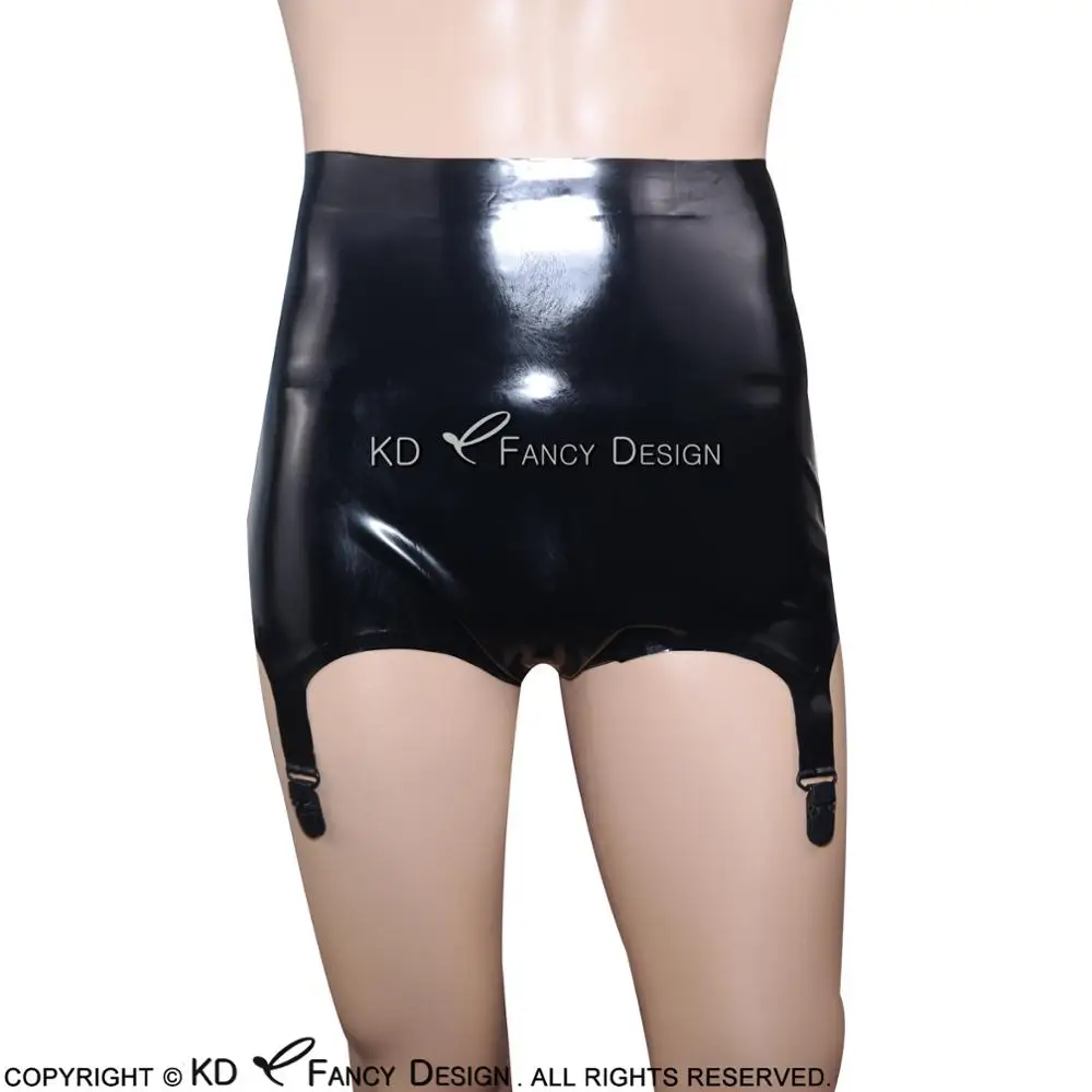 

Black Sexy Latex Panties With Garters Rubber Briefs Shorts Underpants Underwear Pants DK-0072