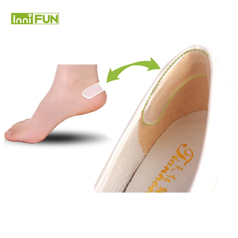 2Pairs Self adhesive Transparent Silicone Gel Heel Cushion Foot Patch