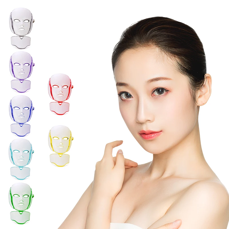 

Led Face Mask With Neck 7 Colors Beauty Mask Skin Rejuvenation Face Care Treatment Beauty Anti Acne Therapy Whitening Instrument