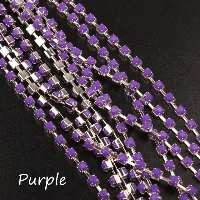 Лучшие продажи SS12 Акриловые стразы цепь Золотой Коготь/серебряный коготь 20 цветов 5 код/10 ярдов дополнительная Одежда обувь и шляпы аксессуары - Цвет: Purple (Silver)