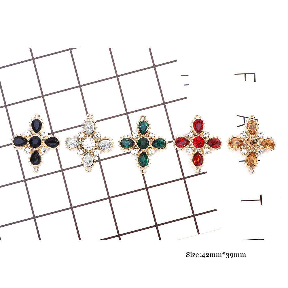 

BULK 20 Multicolor Huge Gothic Cross Charm Pendant, Dolce Cross Rhinestone Glittery Charm, Baroque Earrings Jewelry Supplies DIY