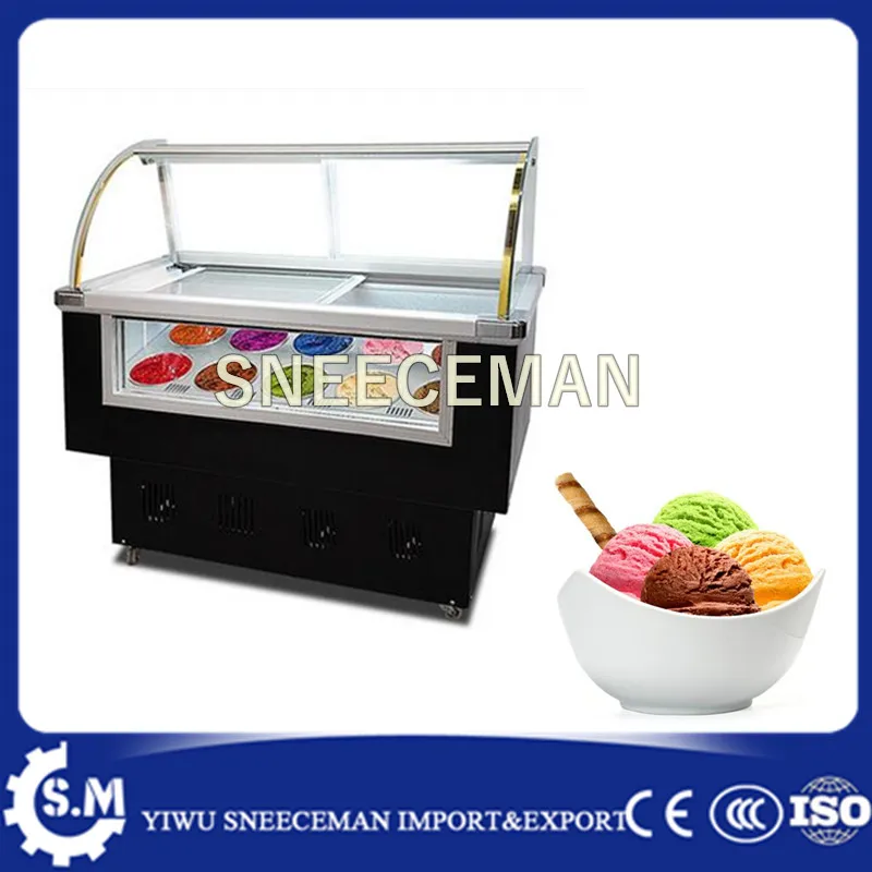Custom Size Color Gelato Cabinets Ice Cream Dipping Display