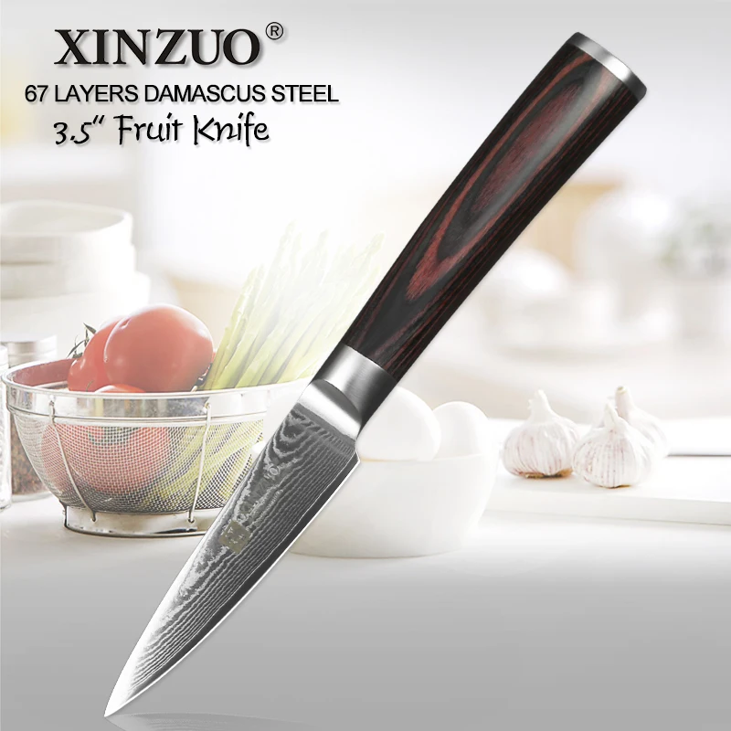

XINZUO 3.5" inch Paring Knife 67 layers Japanese VG10 Damascus Steel Kitchen Knife NEW Table Universal Knife Pakkawood Handle