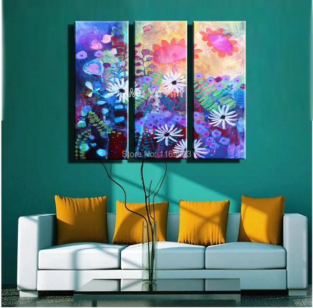 Abstracta moderna 3 panel de la lona pared de imagen de acrílico