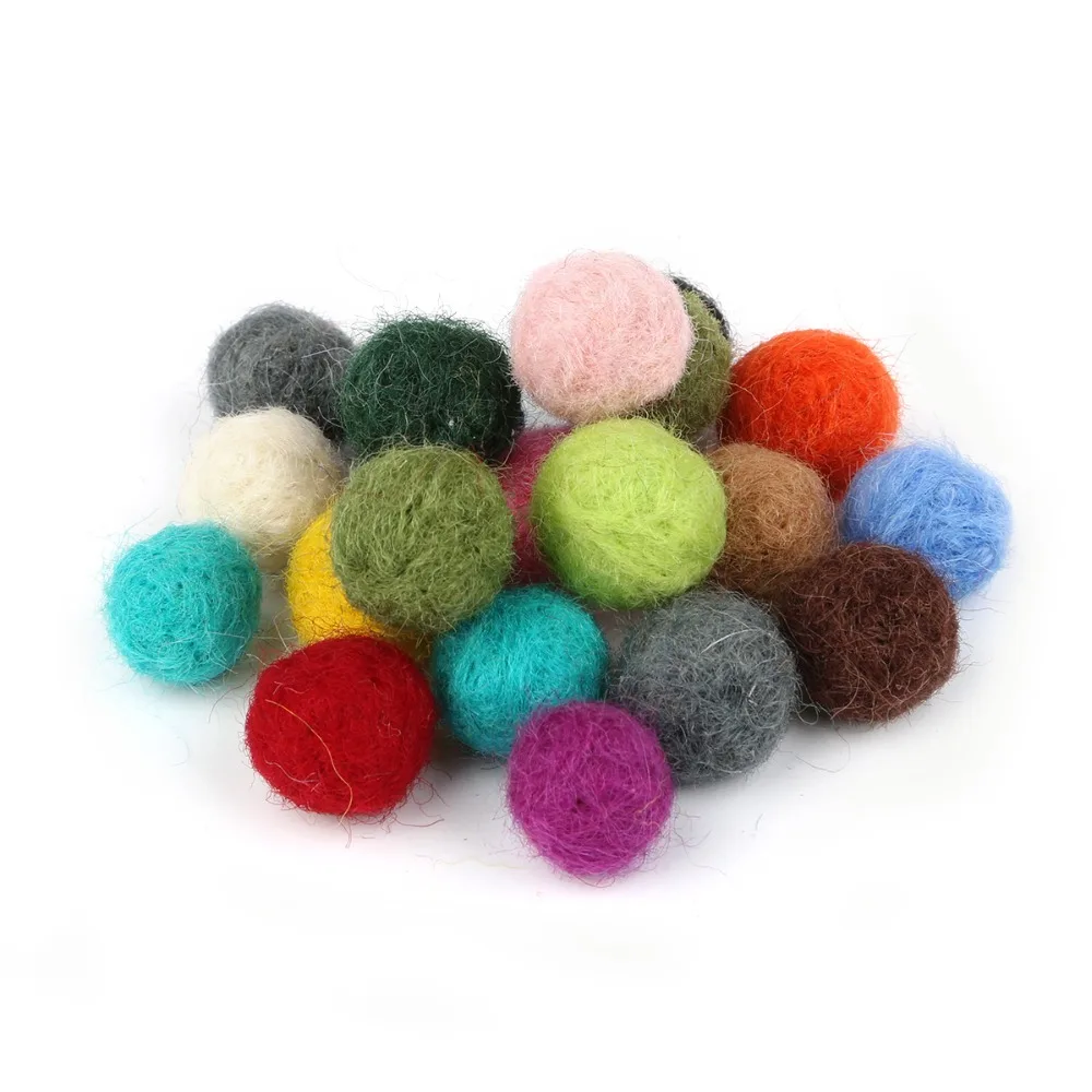 

Random Color 20pcs/lot 15/20mm NO HOLE Wool Felt Ball Pom Poms For Car Keyring Women Bag Pendant DIY Jewelry Craft Decoration
