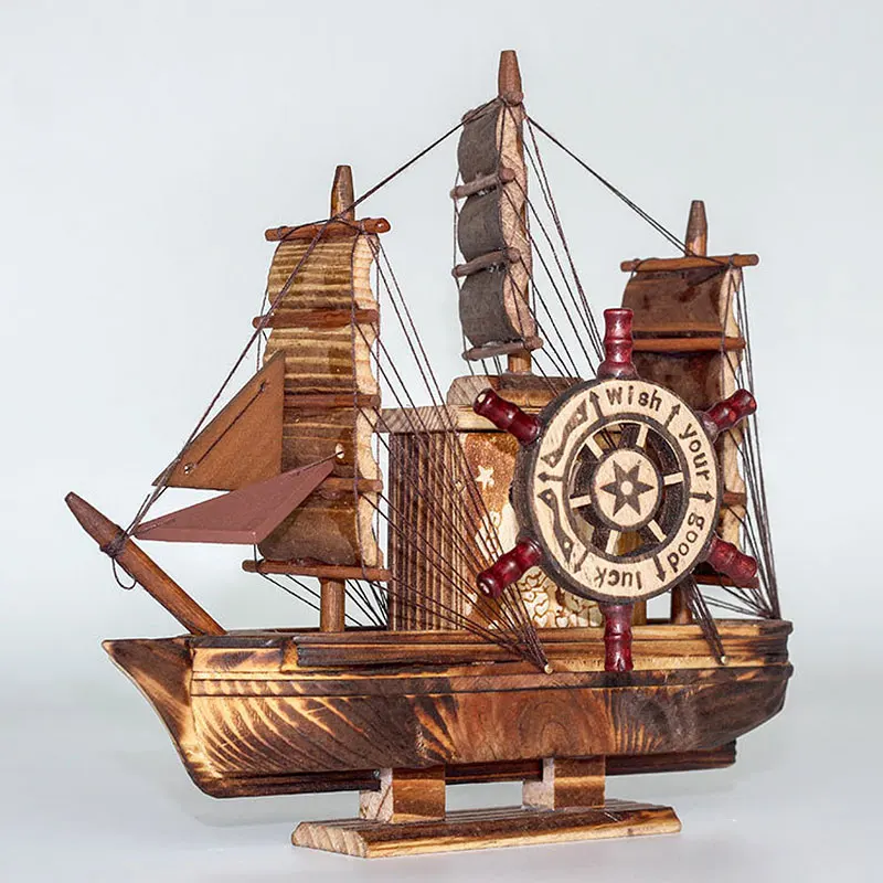 Имитация пиратский корабль деревянная музыкальная Парусная музыкальная шкатулка креативное украшение для дома черная Лодка Деревянные Ремесла детский подарок на день рождения