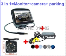 3 in 1 Most Secure LCD Parking Sensor Video System + newest LED IR Night Vision Rear View Camera + 3.5 2ch av in Monitors