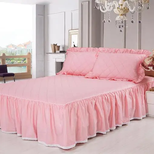 Pure cotton thick quilted bedspread bed skirt linen quilt cover can be