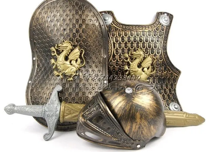Halloween, the Roman armor warriors, helmet armour shield and sword war
