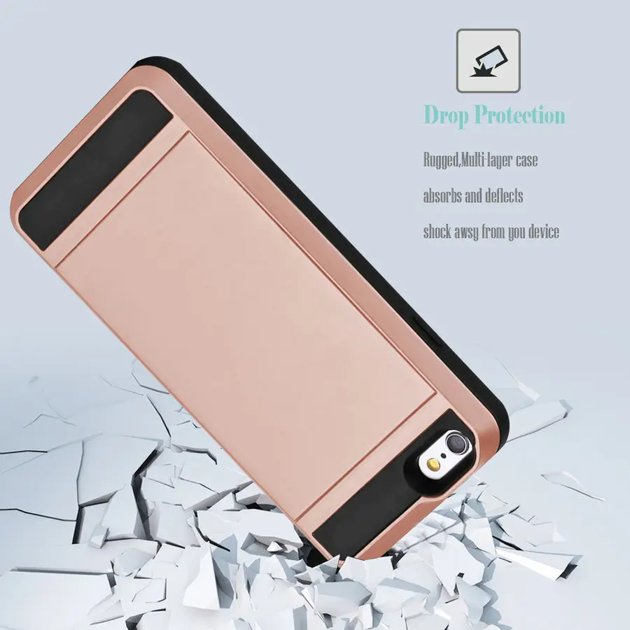 Гибридный защитный чехол для iPhone 8, 7, 6, 6S Plus, кошелек, чехол держатель для карт, противоударный резиновый бампер, чехол для iPhone X, 10, 6, 6 S, чехол