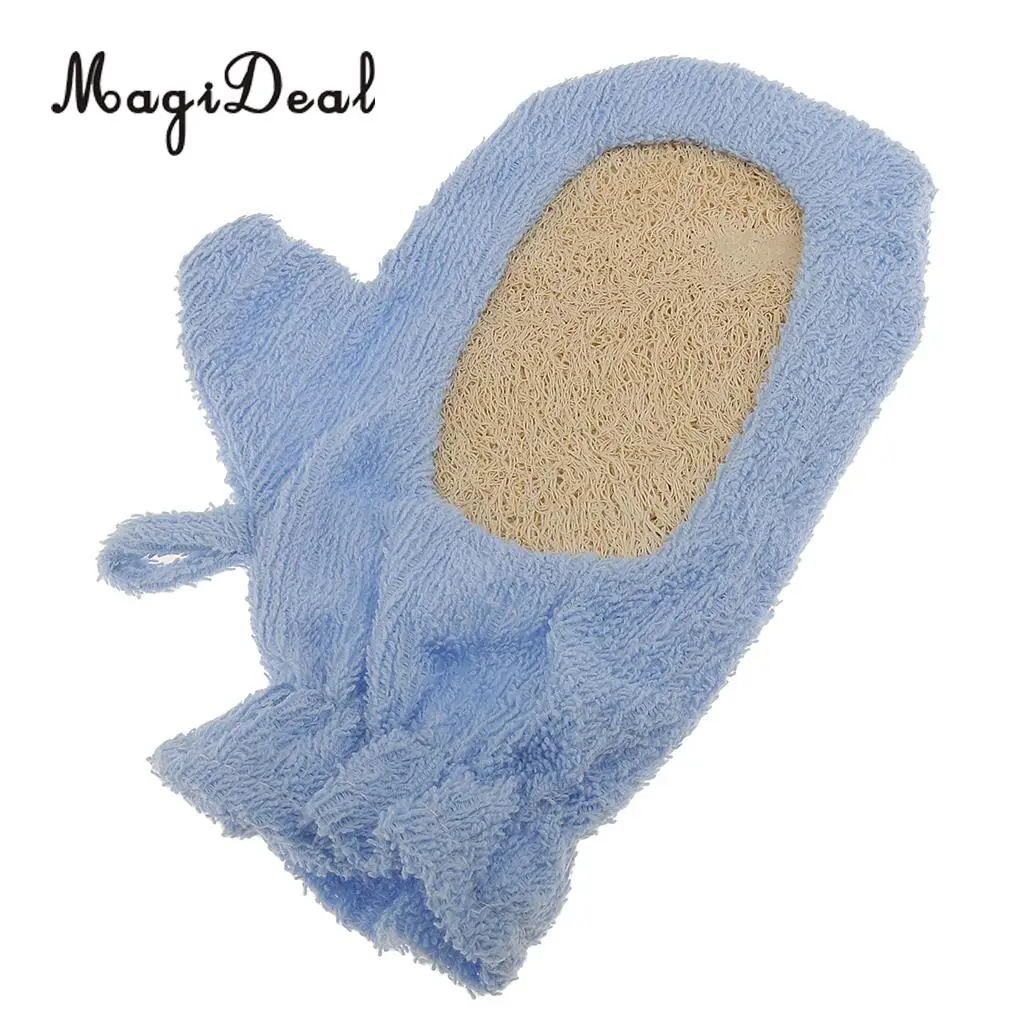 MagiDeal Loofah Sponge Bath Shower Glove Skin Body Cleaning Scrubber