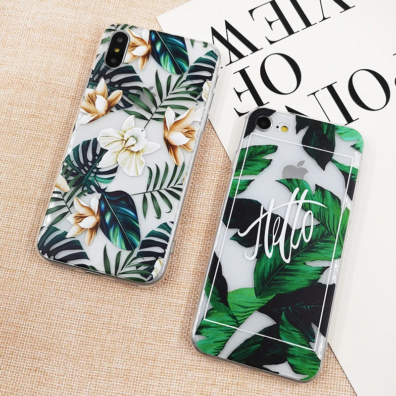 Retro Summer Leaf Case For iPhone X XS 6 6s 7 7plus 8 8plus XR XS Max Soft TPU Silicon Cases Color Leave Print Back Cover Retro Summer Leaf Case For iPhone X XS 6 6s 7 7plus 8 8plus XR XS Max Soft TPU Silicon Cases Color Leave Print Back Cover