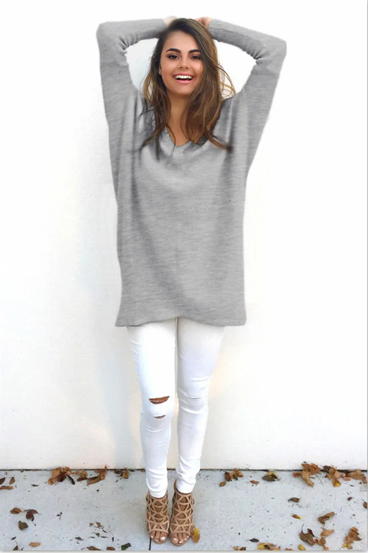 2018 Autumn Winter Sweater Women Round Neck Pullover Knit Sweater Large Size Loose Long Sleeves Women Tops Bottom Shirt Sweater