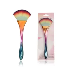 Fan forma rainbow profissional pincéis de maquiagem único cintura fina alça colorida escova Espalhadas fã pó pincel de blush