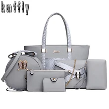 2016 Nueva bolsa de mujer Bolsa de Hombro 6 Unids/set Señoras Ocasionales de LA PU Bolso de cuero de Las Mujeres del bolso Crossbody Mensajero Alta Calidad Sac À principal