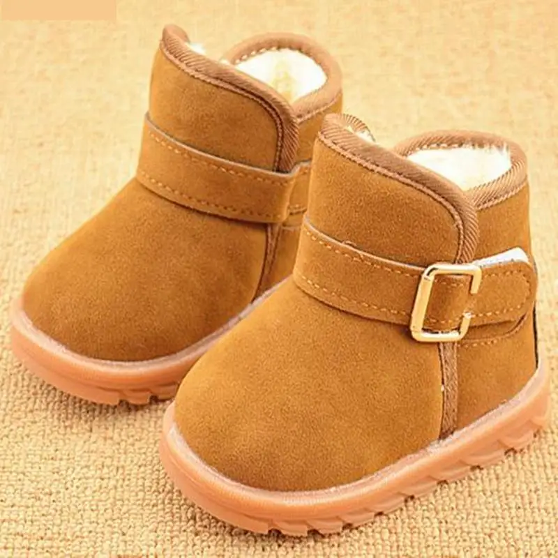 Girls Fashion Boots Flock Leather Plush Winter Rubber Warm Children