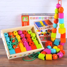Игрушечный бисер в форме резьбы Tangram/Jigsaw Board деревянные игрушки в форме блоков DIY бусины Конструкторы для раннего образования игрушки для детей 125