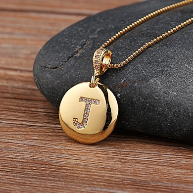 Quality Women Girls Initial Letter Necklace Gold 26 Letters Charm Necklaces Pendants Copper CZ Jewelry Personal Necklace