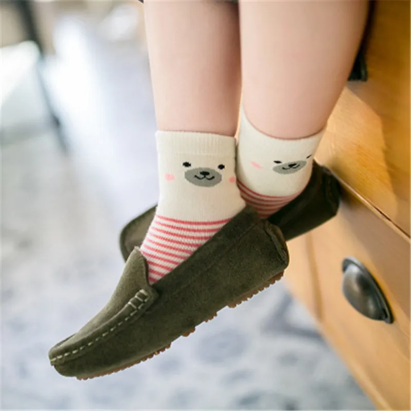 5 пар хлопковых носков для малышей мягкие носки с рисунками для малышей Детские Носки ярких цветов с милым животным принтом осенне-весенние носки унисекс от 0 до 5 лет