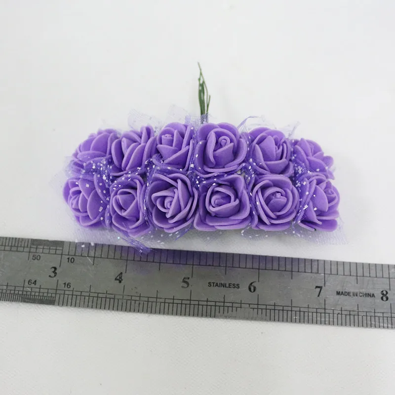 Flone 12Pcslot Mini Artificial Rose Flower Row Simulation Rose Bouquet Wedding Hand Flower Home Party Decor Flores Art (25)
