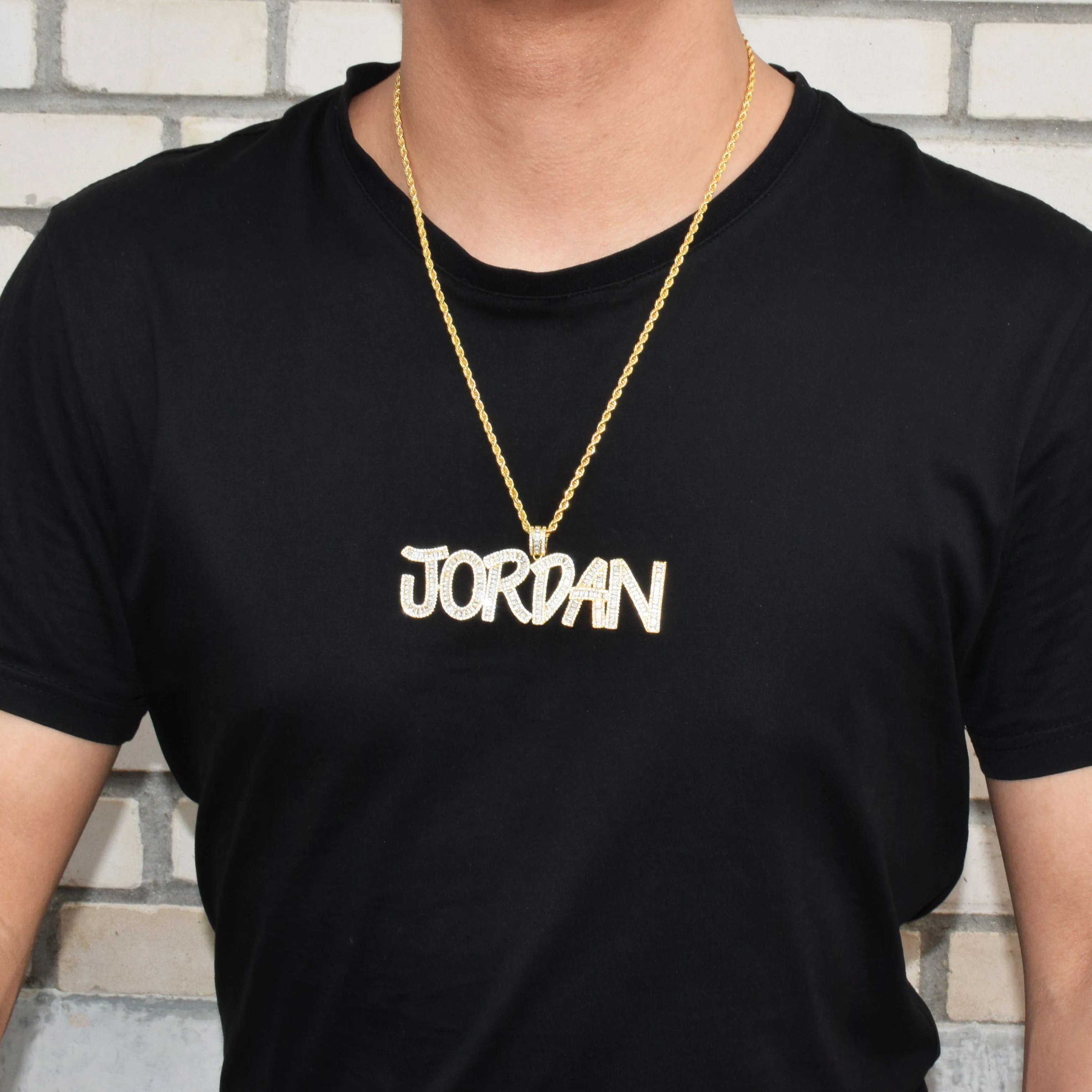 Custom Name Number Baguette Letters Pendant Gold Color Charm AAAA Zirconia Men's Hip Hop Necklace Chain Rock Jewelry - Image 2