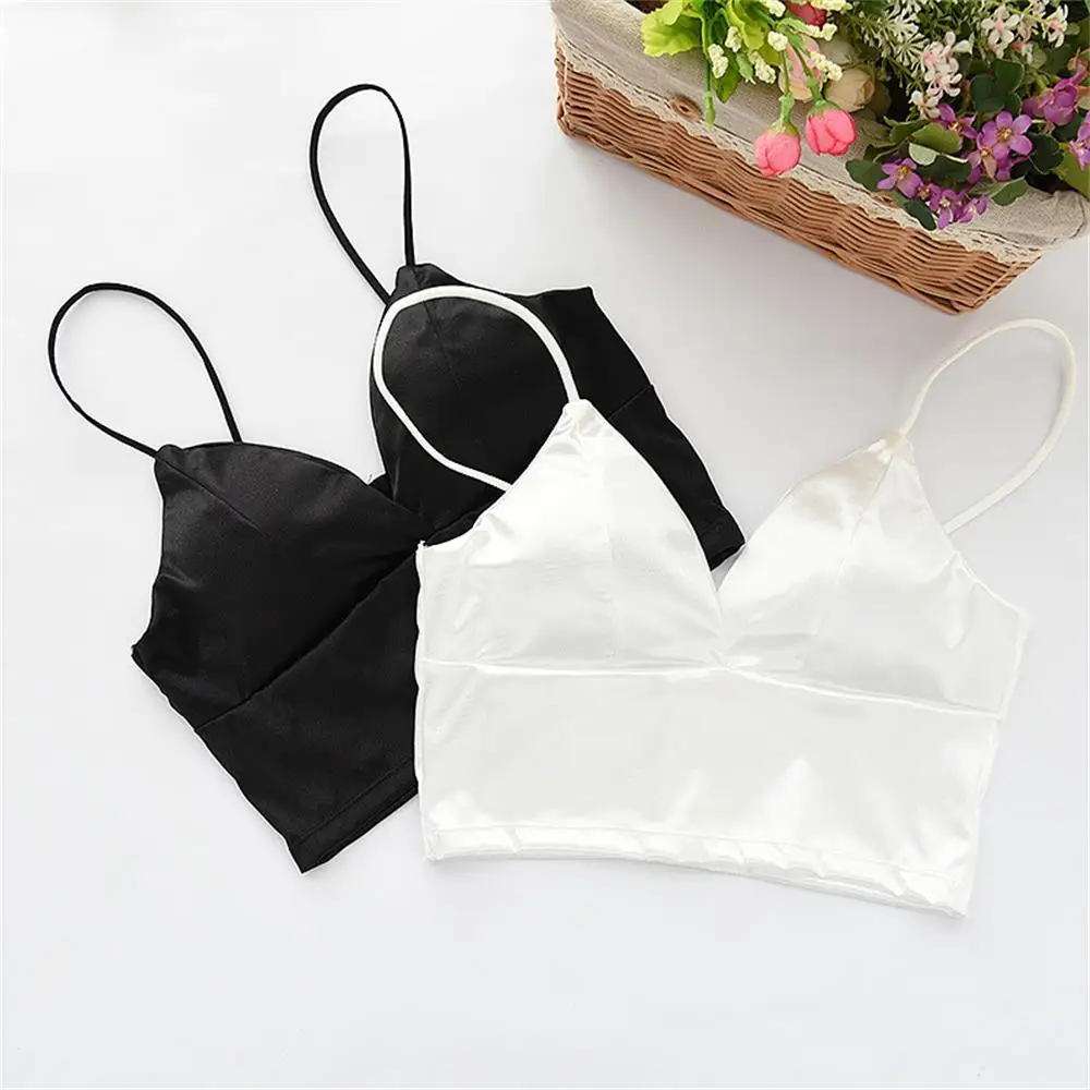 1PC Sexy Women Sleeveless Camisole Hipster Lingerie Short Tank Tops Deep V Neck Black Crop Top Bralette Summer Hot