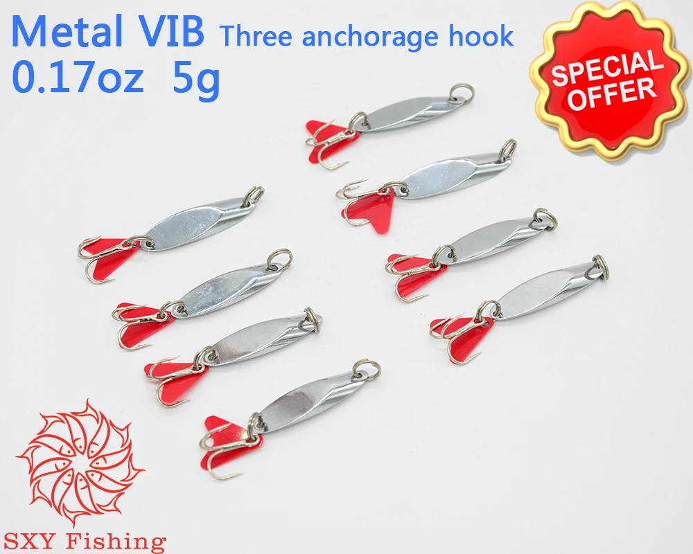 

SXY FISHING Metal slice lure Metal VIB Weight 0.17OZ 5g Metal bright slice bait Fishing bait Fresh water bait Bait Trolling