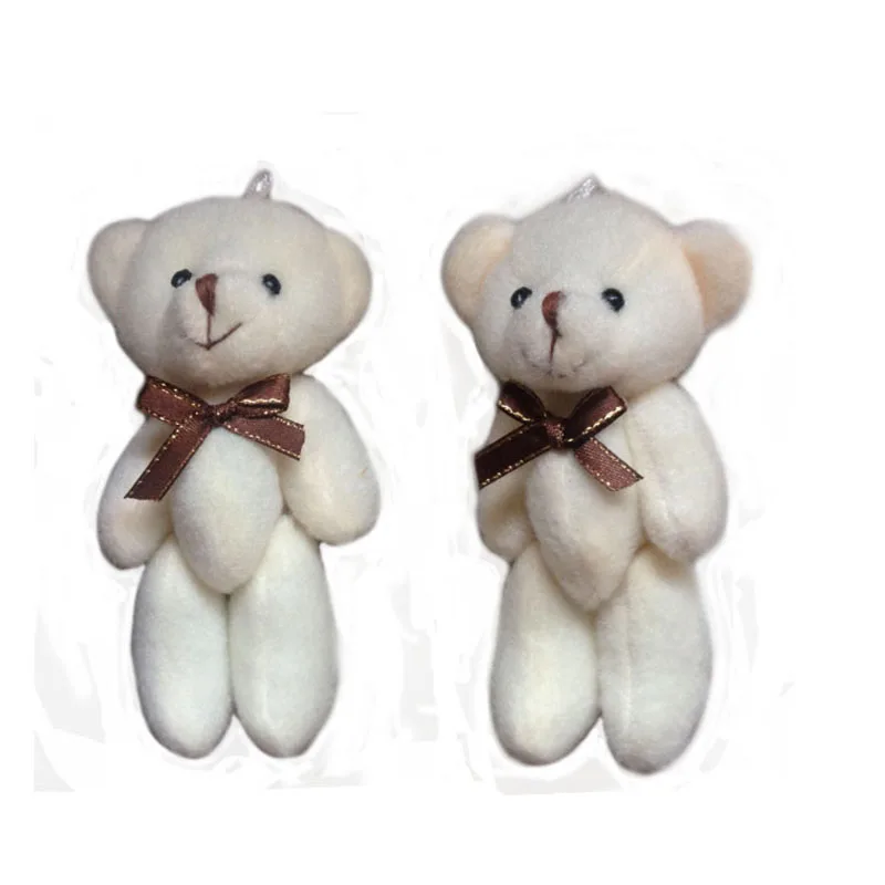 Cute Gold Tie Jointed Bear Plush Toys Mini Super Kawaii Teddy Bear Dolls Wedding Party Bouquet Decor 11cm 12pcs  (1)