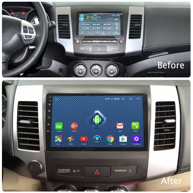 Excellent 4G 3G WIFI All Netcom 9 inch 2+32G Android 8.0 car multimedia system For Mitsubishi Outlander 2006-2012 gps navigation 3