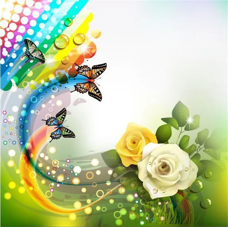 2017 Diy Diamond Painting Rhinestone Pasted cube Drill Embroidery Butterflies in Love with Flowers | Дом и сад