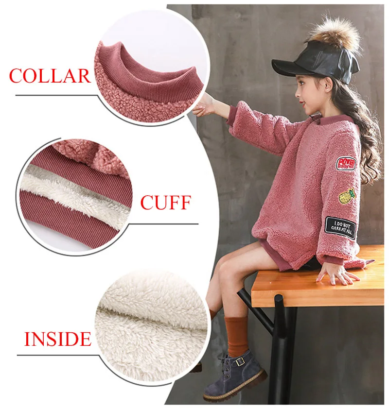 Winter warm thick cashmere sweater for girls jackets round neck jackets for girls coat children clothes (5)