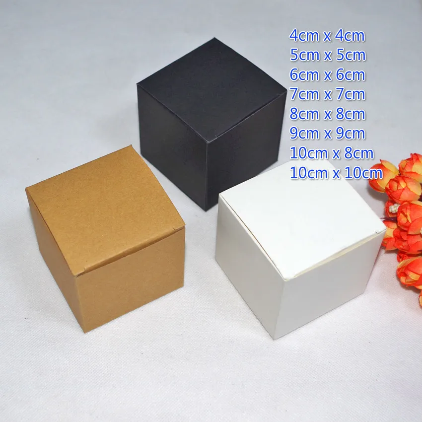 

50pcs Square Box 4 5 6 7 8 9 10cm Kraft Paper 1 Tuck Gift Packing Boxes For Candy/handmade Soap/oil Bottle/perfume/jewelry/tube